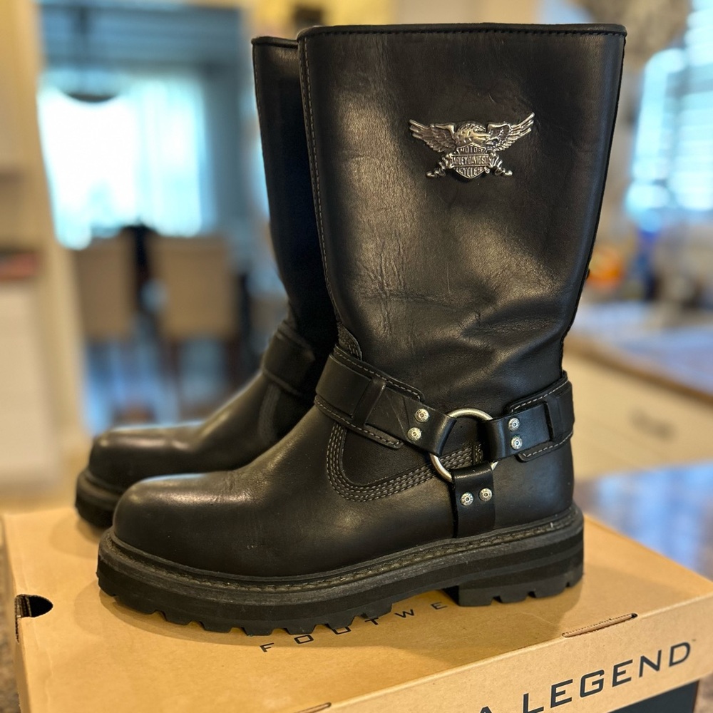 Harley Davidson Black Leather 10” Stratus Harness Boots 8.5M